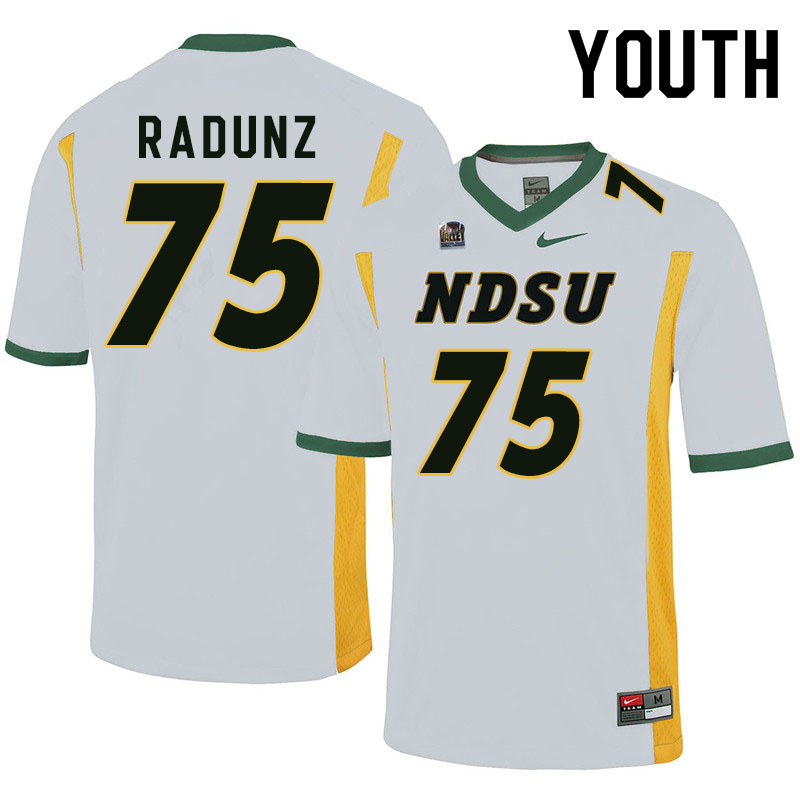 Youth #75 Dillon Radunz North Dakota State Bison College Football Jerseys Sale-White
